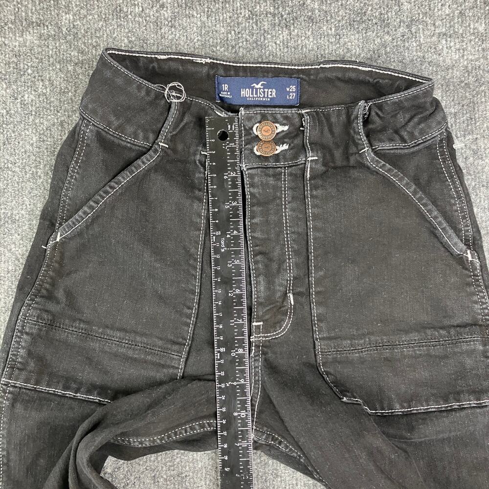 Hollister High Rise Jeans Womens 25x27 Black Wide Leg Frayed Hem Casual - Picture 4 of 10